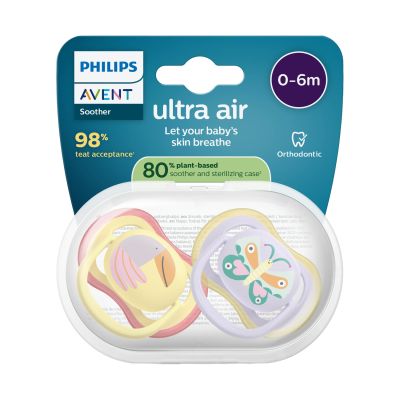 Philips Avent Ultra Air Fopspeen - 0-6 Mnd - 2 Stuks - Plant-Based