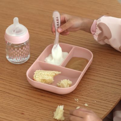 Beaba Siliconen Bord met Compartimenten + Zuignap + Lepel - Cotton Candy