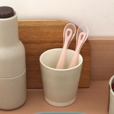 Beaba Siliconen Lepelset 1ste Leeftijd met Reisetui - Duo Cotton Candy / Marshmallow