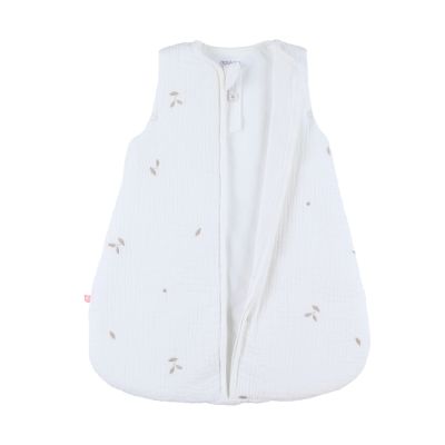 Noukie's F&O Slaapzak Met Borduursel - Maat 50 cm - Gewatteerde Mousseline - Wit 