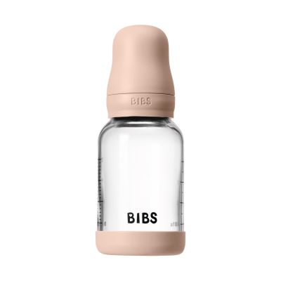 BIBS Fles - Slow Flow - Ronde Speen - 120 ml - Glas/Latex - Blush
