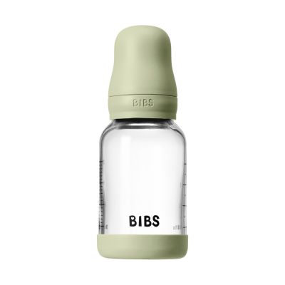 BIBS Fles - Slow Flow - Ronde Speen - 120 ml - Glas/Latex - Sage BIBS Fles - Slow Flow - Ronde Speen - 120 ml - Glas/Latex - Sage