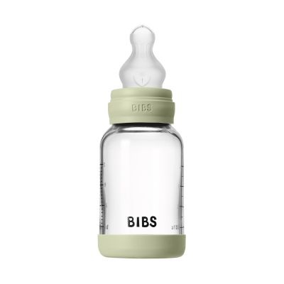 BIBS Fles - Slow Flow - Ronde Speen - 120 ml - Glas/Silicone - Sage