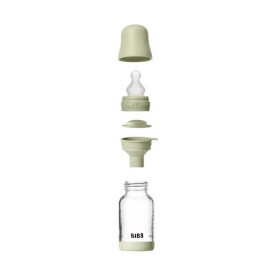 BIBS Fles - Slow Flow - Ronde Speen - 120 ml - Glas/Silicone - Sage