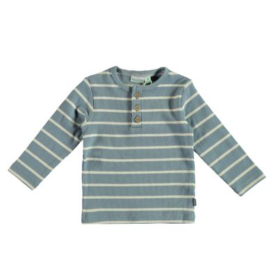 Babylook Striped Rib T-Shirt - Maat 50 - Faded Denim
