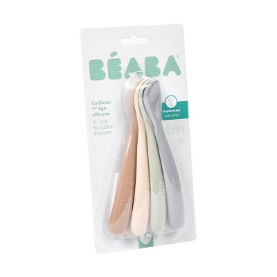 Béaba Set van 4 siliconenlepels 1ste leeftijd – Natural set