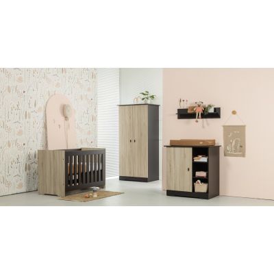 Interbaby Ledikant 60 x 120 - Commode 1 deur 3 vakken Basalt