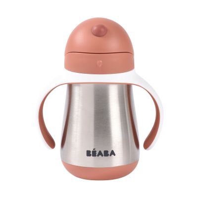 Beaba Drinkbeker RVS met rietje 250 ml Terracotta