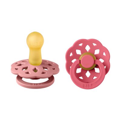 BiBs Boheme Fopspeen - Rond - 2 Stuks - 6-18 Mnd - Dusty Pink/Coral 