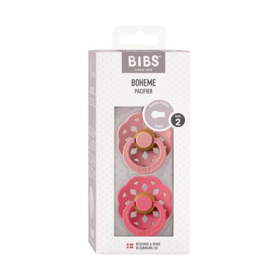 BiBs Boheme Fopspeen - Rond - 2 Stuks - 6-18 Mnd - Dusty Pink/Coral 