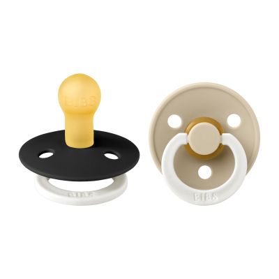 Bibs Fopspeen Round Black / Vanilla Glow Size 1 (2-Pack)