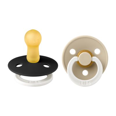 BiBs Glow In The Dark Fopspeen - Rond - 2 Stuks - 6-18 Mnd - Black/Vanilla