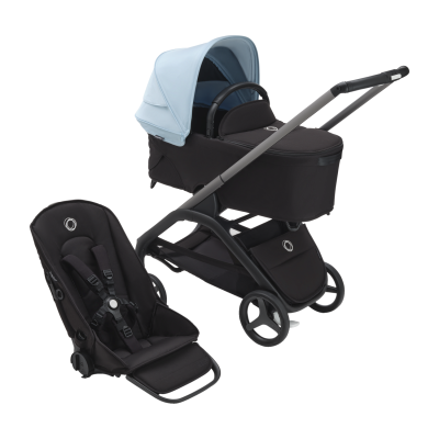Bugaboo Kinderwagen Dragonfly Complete Graphite Frame / Midnight Black - Skyline Blue Bekleding