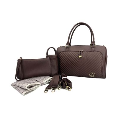 Isoki Double Zip Satchel Quilted Chocolate