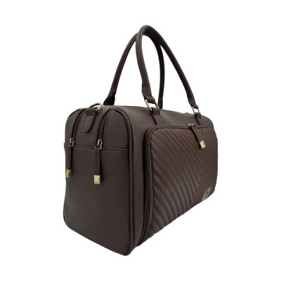 Isoki Double Zip Satchel Quilted Chocolate