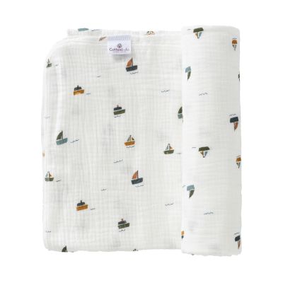 Cottonbaby Multidoek Soft XL - 120 x 120 cm - Boats At Sea