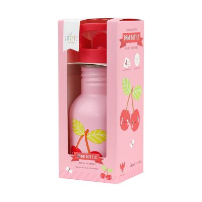 A Little Lovely Company Kleine RVS Drinkfles - Happy Cherries