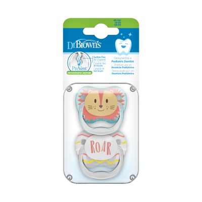 Dr. Brown's Animal Faces Fopspeen - Rond - 2 Stuks - 0-6 Mnd - Leeuw