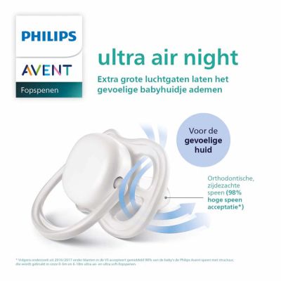 Philips Avent Glow In The Dark Ultra Air Fopspeen - Rond - 2 Stuks - 0-6 Mnd - Firefly/Dreams