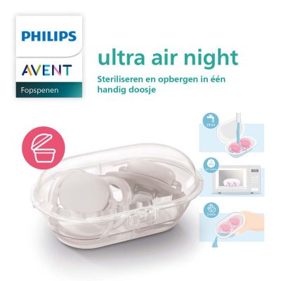 Philips Avent Glow In The Dark Ultra Air Fopspeen - Rond - 2 Stuks - 6-18 Mnd - Ster/Maan