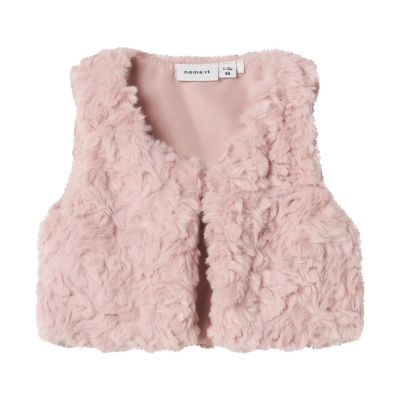 Name It Nano fake fur Knit Gilet - Maat 62 - Lilac