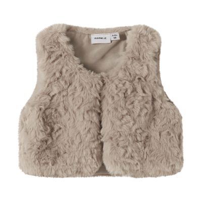 Name It Nano fake fur Knit Gilet - Maat 56 - Island Fossil