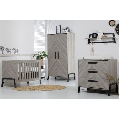 TWF Ledikant 70 x 140 Incl. Juniorzijden - Commode - Hanglegkast Havana