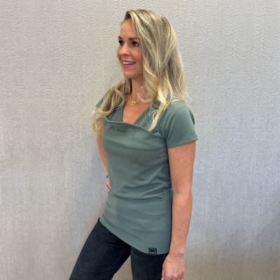 Womboo Buidelshirt Vrouw - Groen/Grijs - Maat S