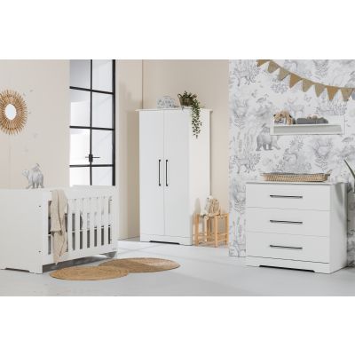Interbaby Ledikant 70 x 140 Incl. Juniorzijden - Commode 3 laden - Hanglegkast Jewel