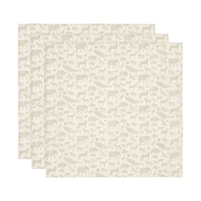 Jollein Multidoek Hydrofiel Animals Nougat 70 x 70 cm 3-Pack