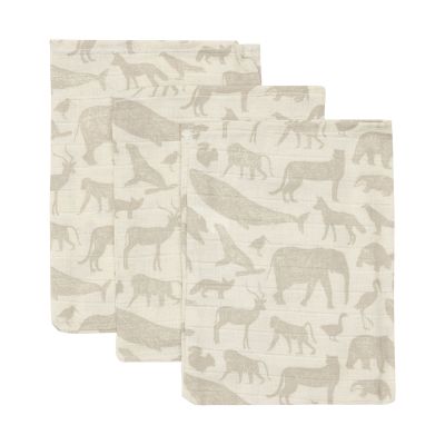 Jollein Washand Hydrofiel Animals Nougat 3-Pack