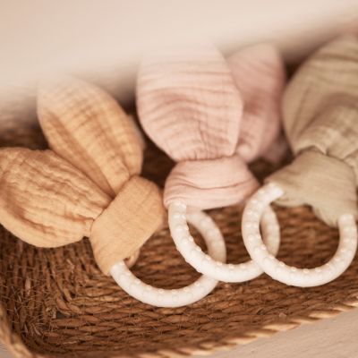 Jollein Bijtring Siliconen Bunny Ears Wild Rose