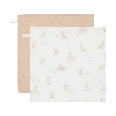 Little Dutch Monddoek Baby Bunny/Beige 2-Pack