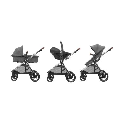 Maxi Cosi Kinderwagen 2 in 1 Zelia 3 Luxe Twillic Grey (Chrome frame & Brown Leather)