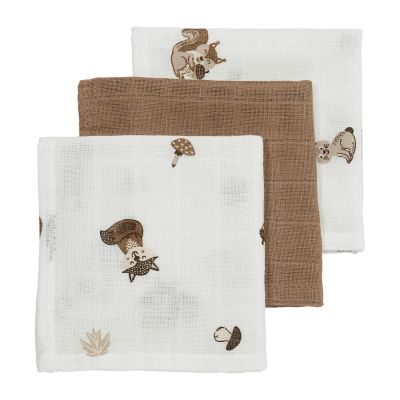 Meyco Monddoek Hydrofiel Forest Animals Toffee 30 x 30 cm 3-Pack
