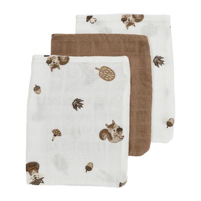 Meyco Washand Hydrofiel Forest Animals Toffee 20 x 17 cm 3-Pack 
