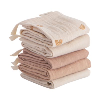 Mushie Monddoekje Muslin Cotton Rainbow Blue 5-Pack