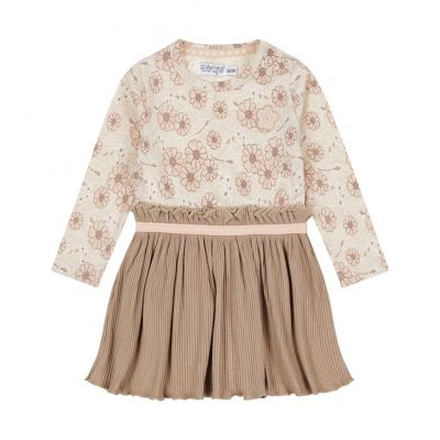 Dirkje Jurk Flower – Taupe Offwhite