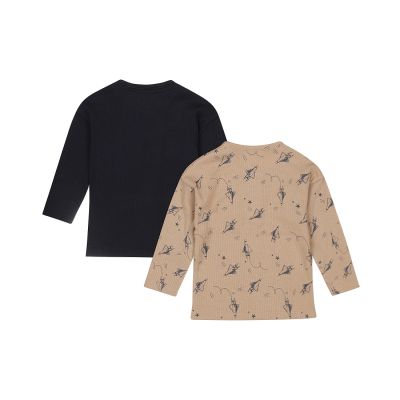 Dirkje Henley T-shirt 2-Pack – Maat 62 – Taupe + Navy