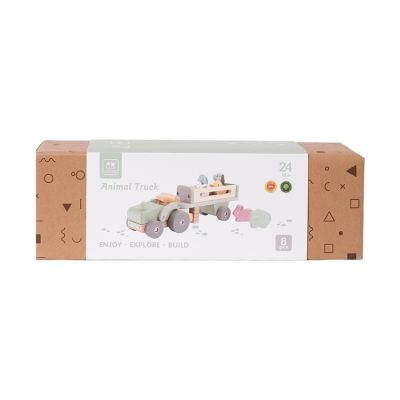 Phoohi Houten Traktor Met Trailer 8-Delig - Pastelkleur