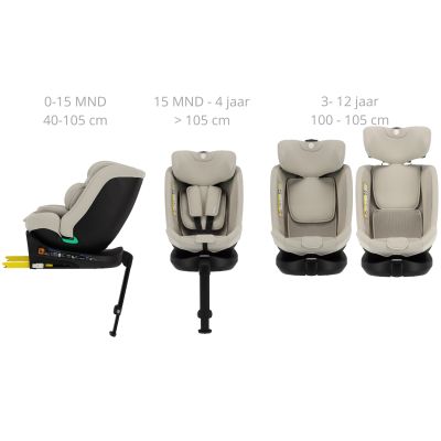 Puck Autostoel JUNE-sand Draaibaar Groep 0/1/2/3 (40-150 cm)