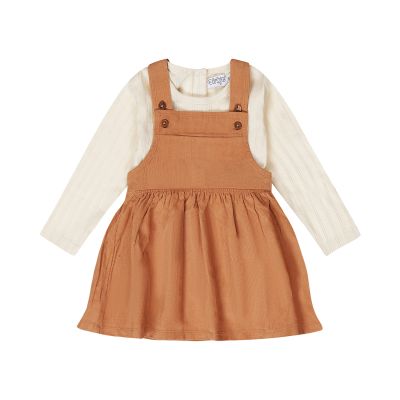 Dirkje Salopette Jurk + T-Shirt Lange Mouw Brown 68