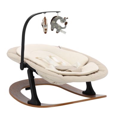 Qute Q-Sittle Newborn Rocker Woody Black + Bekleding Ivory Qute Q-Sittle Newborn Rocker Woody Black + Bekleding Ivory