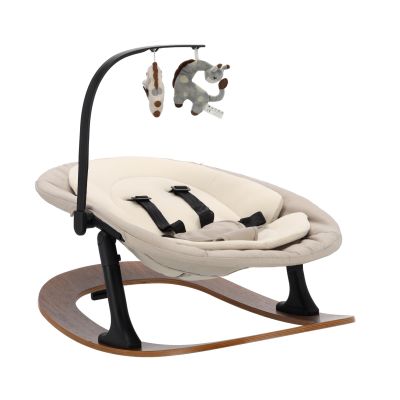 Qute Q-Sittle Newborn Rocker Woody Black + Bekleding Sand Qute Q-Sittle Newborn Rocker Woody Black + Bekleding Sand