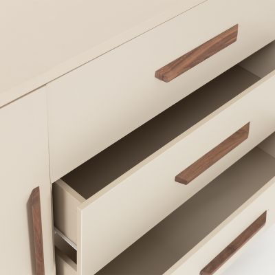 TWF Ledikant 60 x 120 - Commode XL 3 Laden 1 Deur Salerno Walnoot - Hanglegkast 2 Deuren 1 Lade Salerno Walnoot
