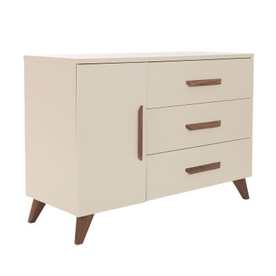 TWF Ledikant 60 x 120 - Commode XL 3 Laden 1 Deur Salerno Walnoot - Hanglegkast 2 Deuren 1 Lade Salerno Walnoot