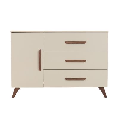 TWF Ledikant 60 x 120 - Commode XL 3 Laden 1 Deur Salerno Walnoot - Hanglegkast 2 Deuren 1 Lade Salerno Walnoot