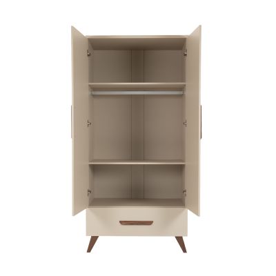 TWF Ledikant 60 x 120 - Commode XL 3 Laden 1 Deur Salerno Walnoot - Hanglegkast 2 Deuren 1 Lade Salerno Walnoot