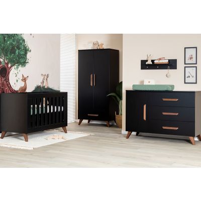 TWF Ledikant 60 x 120 - Commode XL 3 Laden 1 Deur Modena Walnoot