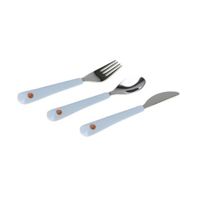 Lässig Bestek With Silicone Handle Happy Rascals Smile Sky Blue 3pcs